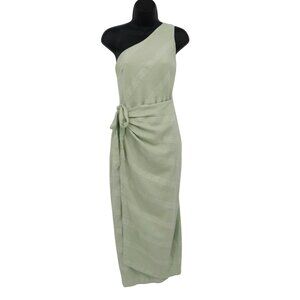 Free People Linen At Leisure Midi Dress Women S Green Boho Resort Beach Vacation